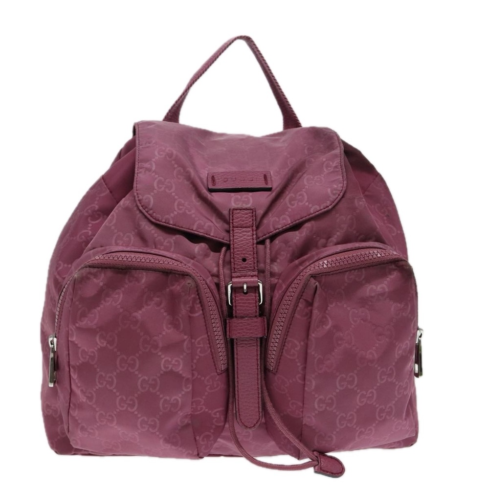 GUCCI GG Canvas Backpack Nylon Purple Silver 406361 Auth 86158 - Picture 13 of 16